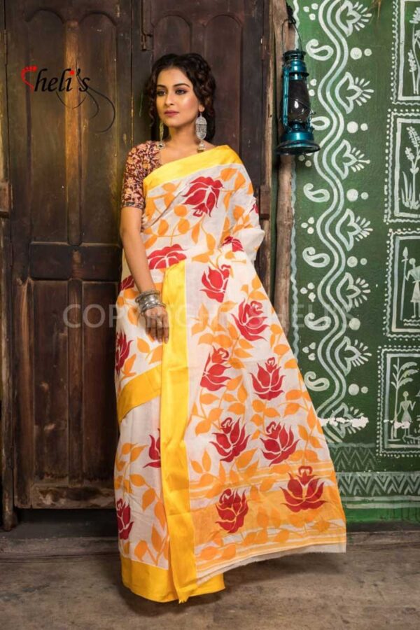 Handpainted Nature Design Saree - Image 2