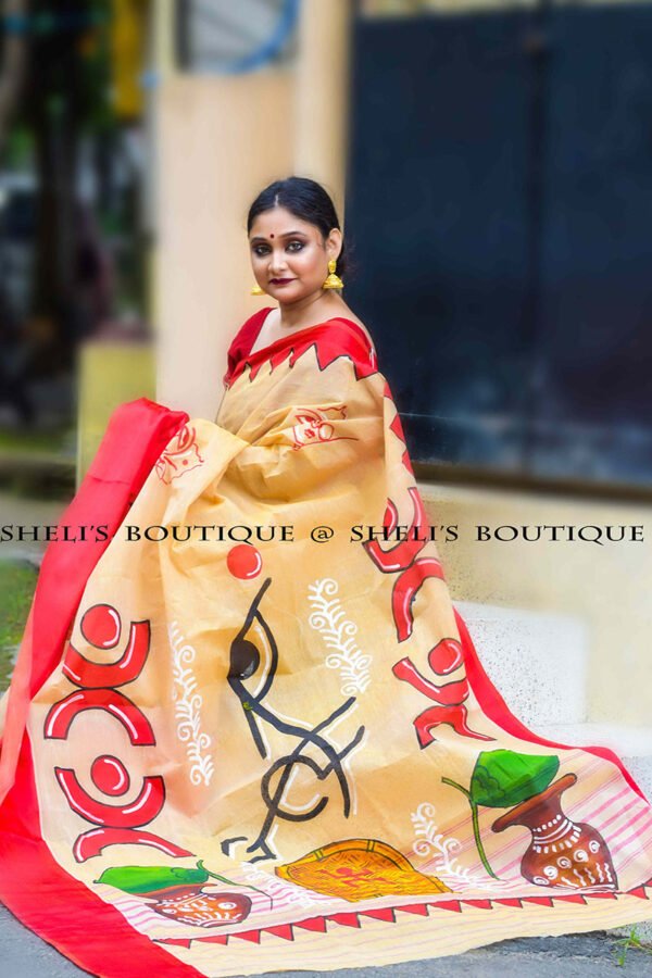 Maa durga painted Saree