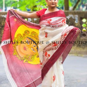 Maa durga painted Saree