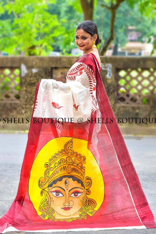 Maa durga painted Saree