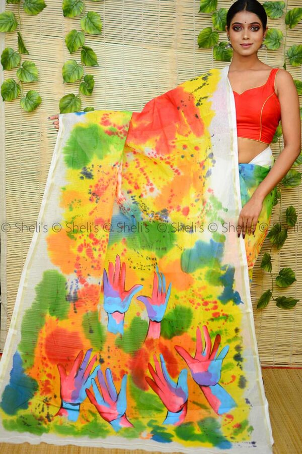 Holi concept cotton saree