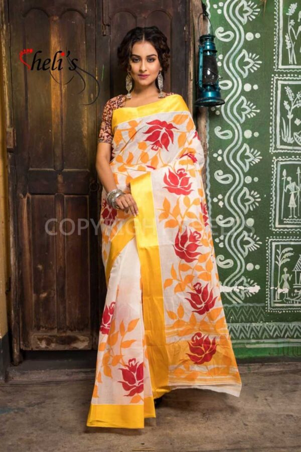 Handpainted Nature Design Saree - Image 3