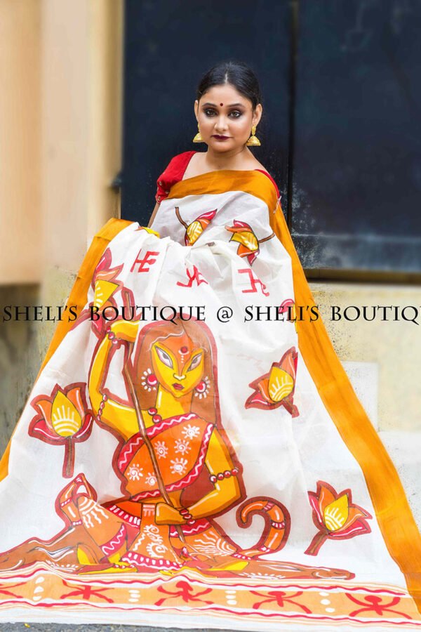 Maa Durga painted Saree