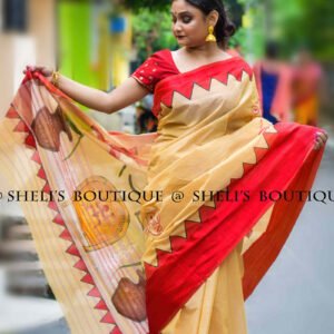 Maa durga painted Saree