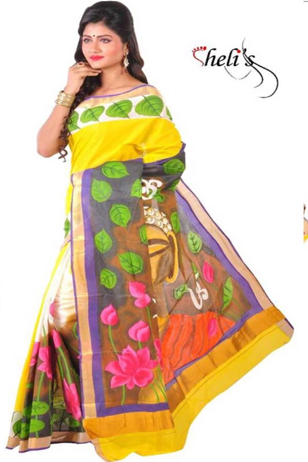 Hand painted kerala cotton saree