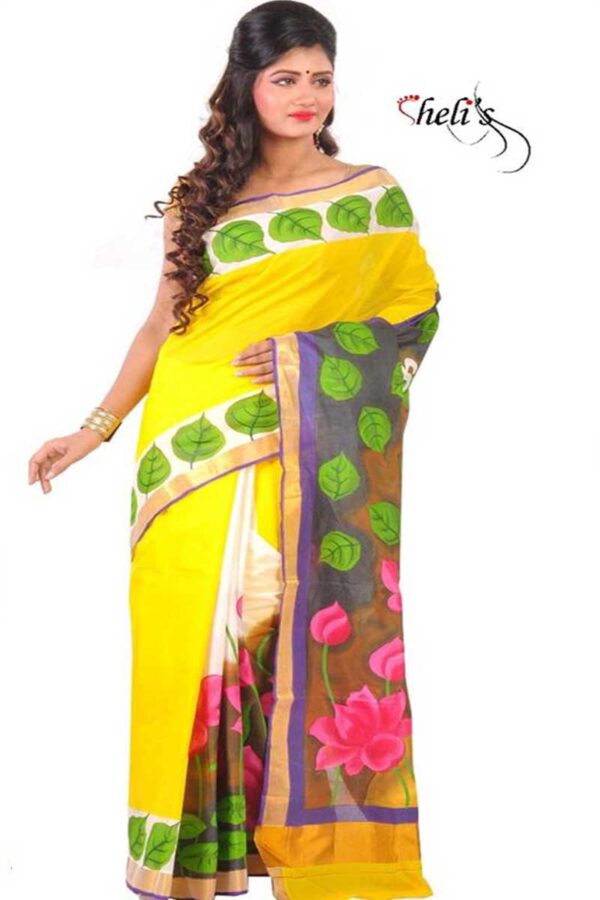 Hand painted kerala cotton saree - Image 3