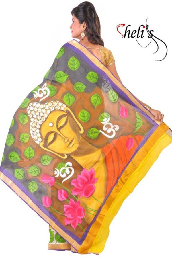 Hand painted kerala cotton saree - Image 2