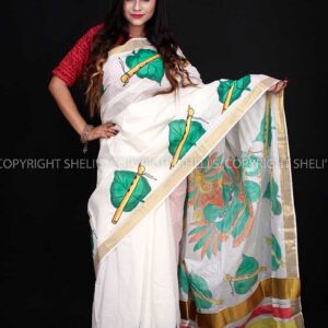 Kasavu  cotton painted