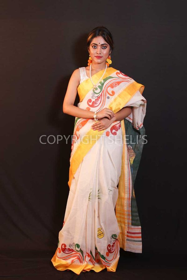 Handpainted tant saree - Image 2