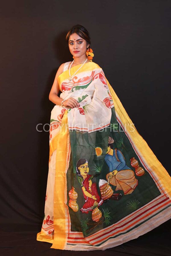 Handpainted tant saree - Image 3