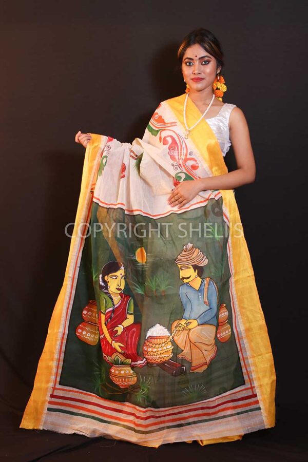 Handpainted tant saree