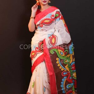 Hand painted tant saree