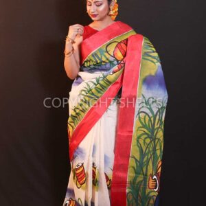 Hand painted tant saree