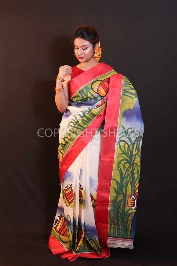 Hand painted tant saree - Image 2