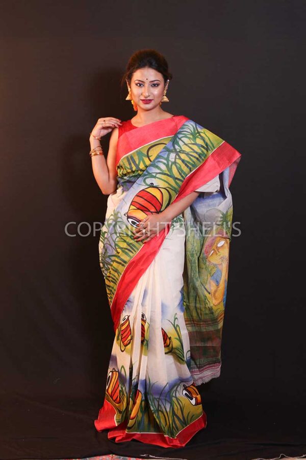 Hand painted tant saree - Image 4