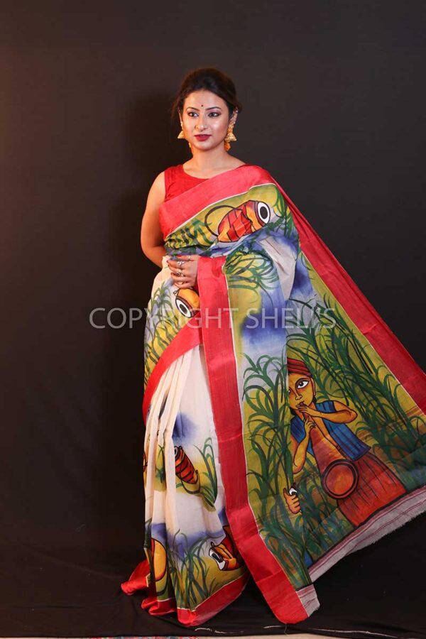 Hand painted tant saree - Image 3