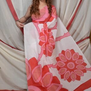 Shelis Hand-Painted Floral Cotton Saree