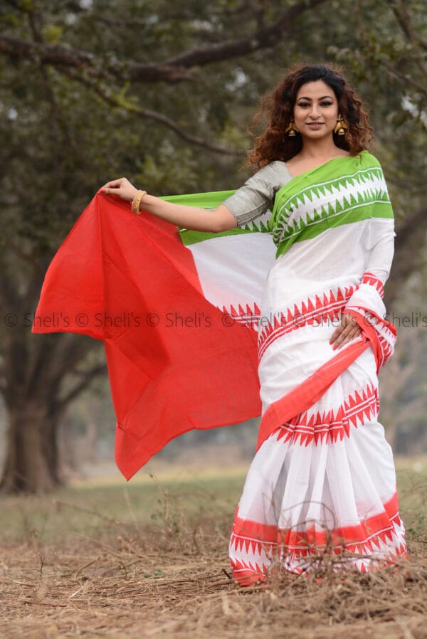 Hand Block Printed Mulmul Cotton Saree