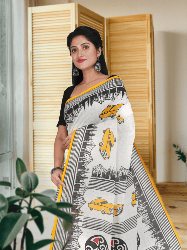 Taxi print saree - Image 3