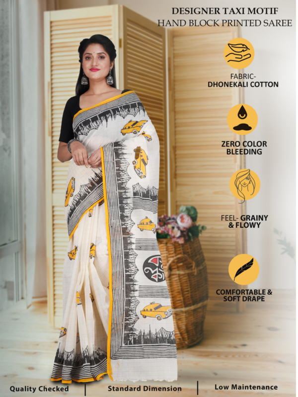 Taxi print saree - Image 2