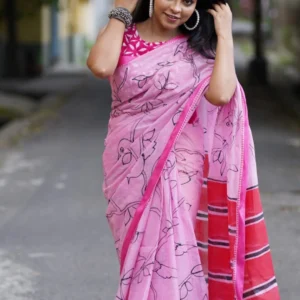 Hand painted dhonekhali saree