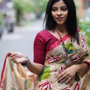 Hand painted dhonekhali saree