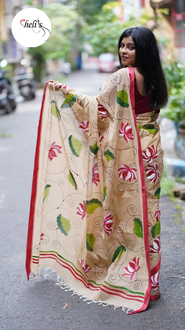 Hand painted dhonekhali saree