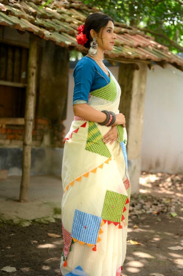 Gamcha Applique saree - Image 4