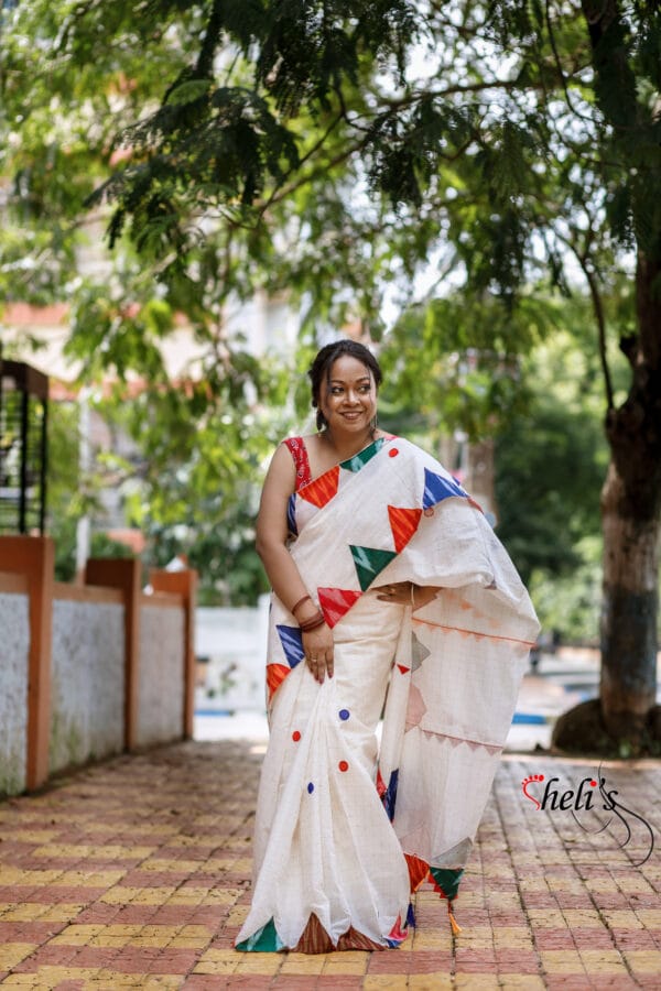 Ikaat designer applique saree - Image 3
