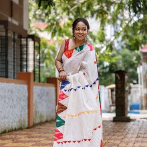 Ikaat designer applique saree