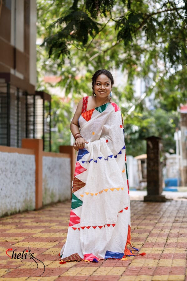Ikaat designer applique saree