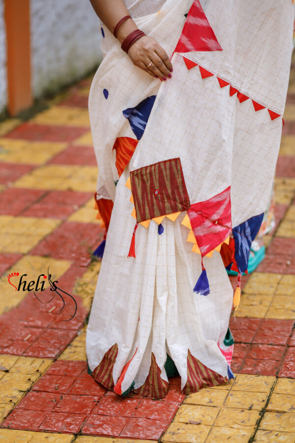 Ikaat designer applique saree - Image 2