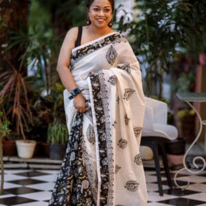 black and white corporate  saree