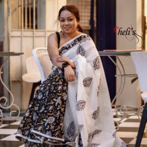 black and white corporate  saree