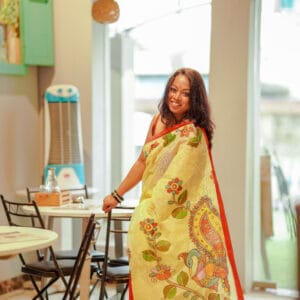 Hand painted cotton saree