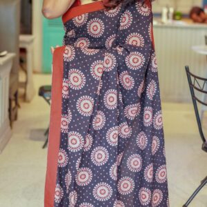 Ajrakh fusion saree