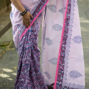 Fusion cotton bagru mixmatch corporate saree