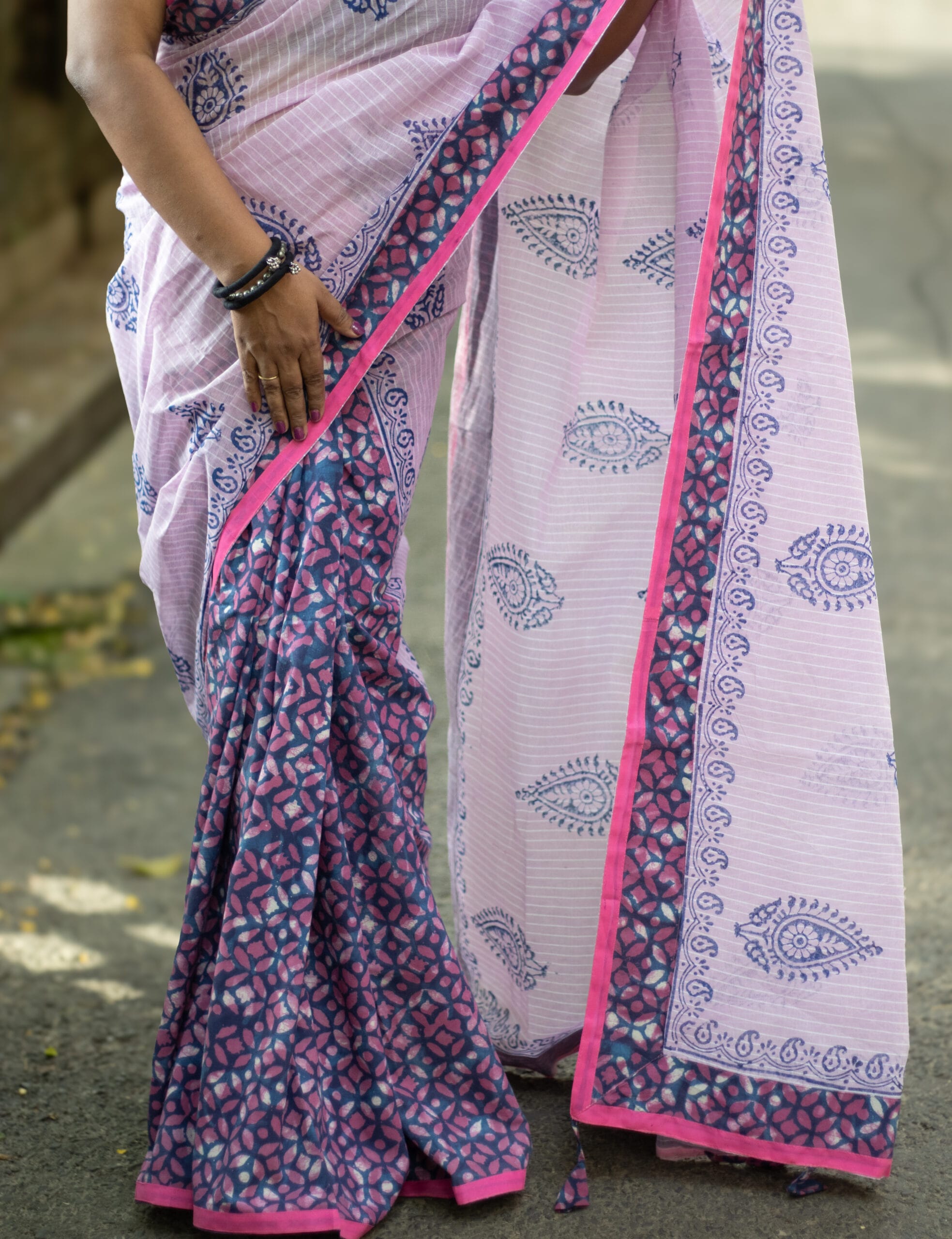 Fusion cotton bagru mixmatch corporate saree - Image 2