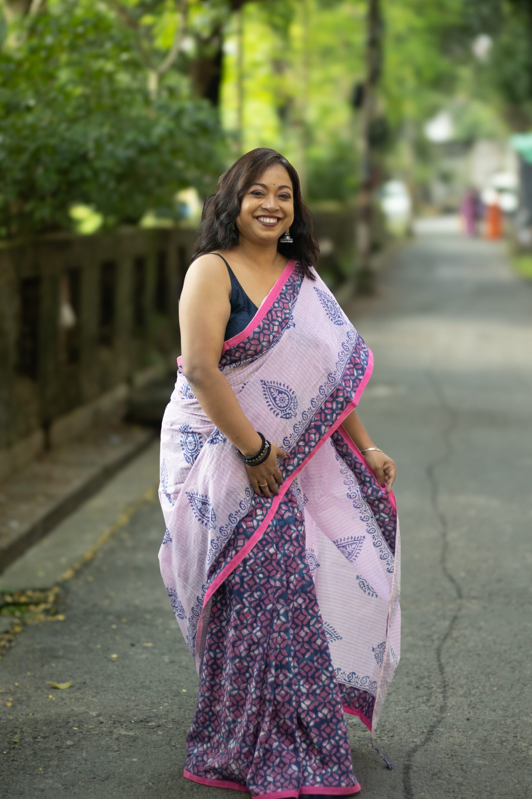 Fusion cotton bagru mixmatch corporate saree - Image 3