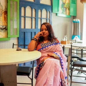 Fusion cotton applique saree