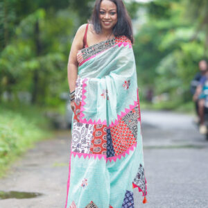 Applique work cotton designer saree