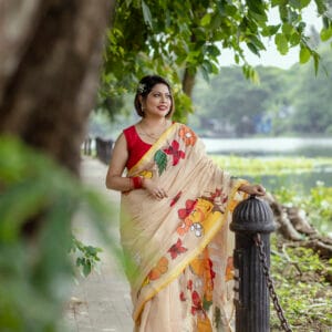 Sheli’s designer hand painted saree