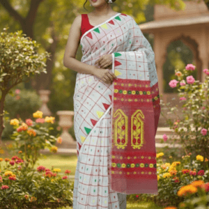 Red And White Soft Handwoven Jamdani