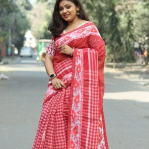 The Jamdani Border Gamcha Fusion Saree