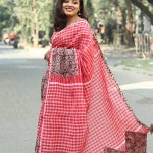 The Kalamkari-Gamcha Fusion Saree
